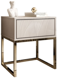 Lookway Nachttisch BLANCO Kaschmir auf verchromtem Gestell (1x Nachttisch), Breite: 45 cm
