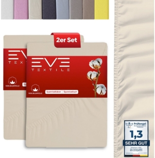 Eve Textile GmbH Spannbettlaken Spannbetttuch Bettlaken Spannlaken Spannbezüge Spannoberlaken Laken, Gummizug: Rundumgummizug elastisch, (2 Stück), 100% Baumwolle, bis zu einer Steghöhe von 25cm Jersey