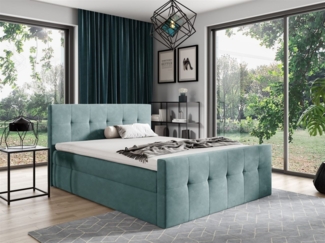 Boxspringbett Schlafzimmerbett OWEN 120x200cm Stoff Türkis