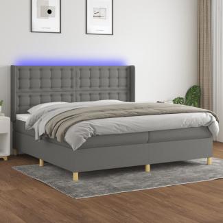 vidaXL Boxspringbett mit Matratze & LED Stoff Dunkelgrau 200 x 200 cm, Härtegrad: H2 [3139222]