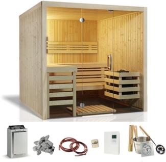 Infraworld Panorama 210 Sauna Komplettset Bi-O Combi Saunakabine 210 x 210 x 203 cm