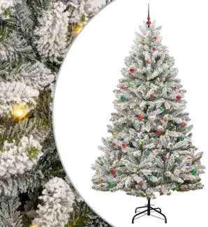 vidaXL Künstlicher Weihnachtsbaum Grün und Weiß 270 cm PVC und Metall 3395783
