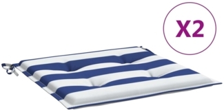 vidaXL Gartenstuhl-Kissen 2 Stk. Blau & Weiß Gestreift 50x50x4cm Stoff 361077