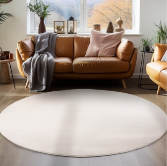 Carpettex Veloursteppich Unicolor - Einfarbig, Rund, Höhe: 7 mm, Moderner Flauschiger Kurzflor Teppich Anti-Rutsch Rückseite Waschbar