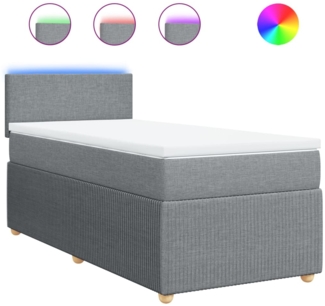 vidaXL Boxspringbett mit Matratze Hellgrau 100x200 cm Stoff 3289660