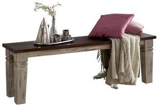 Bank Mango / Akazie 160x35x45 weiß gewachst CASTLE-ANTIK #147