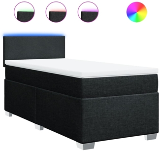 vidaXL Boxspringbett mit Matratze Schwarz 80x200 cm Stoff 3288010