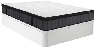 Vente-unique - Set aus Bettgestell mit Bettkasten + Matratze - 140 x 190 cm - Hybridmatratze - 7-Zonen-Taschenfederkern & Memory Gel - Stärke 25 cm - Weiß - TOLCA von YSMÉE