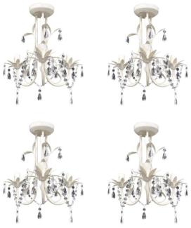 vidaXL Kristall-Deckenleuchte Kronleuchter 4 Stk. Elegantes Weiß 278739
