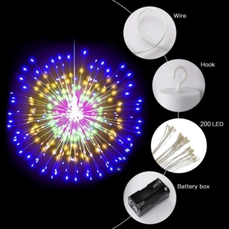 MUPOO LED-Lichternetz LED-Lichtervorhang , 200 LEDs Lichterkette Feuerwerk, 8 Modi, Deko LED Lichtervorhang Batteriebetrieben für Zimmer Weihnachten