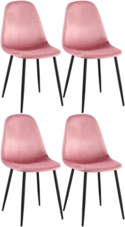 CLP 4er Set Esszimmerstühle Napier gepolstert bis 150 kg belastbar,pink Samt
