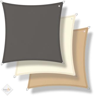 hanSe® Sonnensegel 100% Polyester PES Quadrat 4x4m Creme Sonnenschutz Marken-Sonnensegel wasserabweisend wetterbeständig