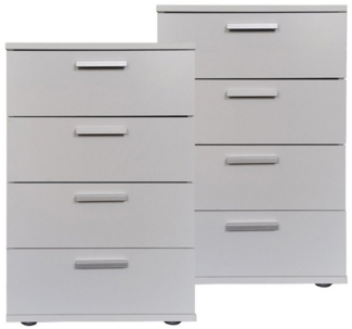HTI-Living Nachtschrank Nachtkommode 4 Schubladen Nina Weiß 2er-Set (Set, 2-St, 2 Nachtschränke) Nachtschrank Nachttisch