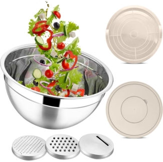 Joyfair Rührschüssel 4,5 L Edelstahl Salatschüssel Luftdichter Deckel 3