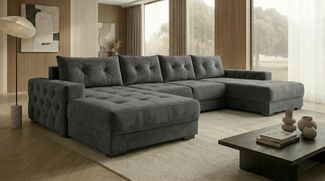 Ecksofa MODENA 320x185 cm – Stoff: CASABLANCA Graphit 15 Farbe: Dunkelgrau
