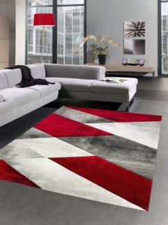 Carpetia Teppich Moderner Teppich Kurzflor Wohnzimmerteppich karo abstrakt rot, rechteckig, Höhe: 13 mm