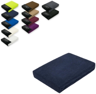 EXKLUSIV HEIMTEXTIL Frottee Spannbettlaken 90 - 100 x 200 cm Navyblau 80% Baumwolle 20% Polyester Öko - Tex Zertifiziert Bed-Sheet Bettlaken Spannbetttuch Topper Leinentuch