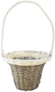 Viana Dekokorb Weidenkorb Henkelkorb Grau Weiß Ø25 H45cm Deko Pflanzenkorb