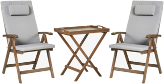 Bistro Set AMANTEA PREMIUM Akazienholz Hellgrau