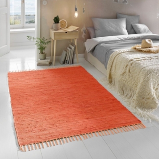 TaCa Home Teppich Handweb Flicken-Teppich Fleckerl, rechteckig, Höhe: 5 mm, Terracotta - 120 x 180 cm