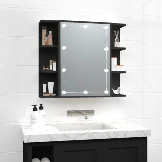 vidaXL Spiegelschrank mit LED Schwarz 70x16,5x60 cm 833536