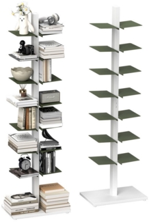 Fanttik Bücherregal Bücherschränke aus Metall, Vertikales Standregal Spine-Büroregal, CD Regal bis zu 200 Bücher
