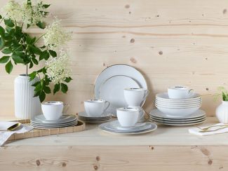 CreaTable Kombiservice Valencia Gold, Kombi-Service 30-tlg (30-tlg), 6 Personen, Porzellan, Elegant, Goldrand