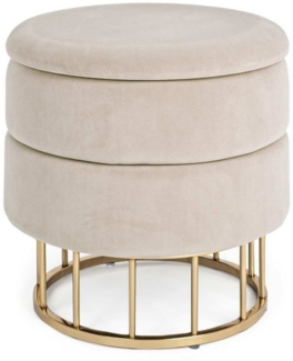 Hocker Pavlina in Samt-Optik, Beige, 38 x 38 x 42 cm