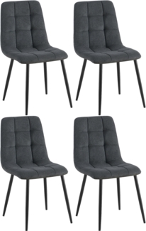 CLP 4er Set Esszimmerstuhl Tilde gepolstert mit Rückenlehne bis 150 kg belastbar,schwarz Cord