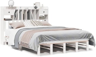 vidaXL Massivholzbett mit Regal ohne Matratze Weiß 160x200 cm Kiefer 3323966