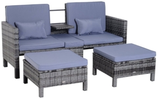 Outsunny Sitzgruppe Rattan-Sitzgruppe als 3-teiliges Set
