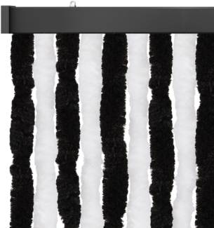 Flauschvorhang 80x185 cm, 80x200 cm, 80x220cm, perfekter Insekten- und Sichtschutz für Ihre Balkon- und Terrassentür, viele Farben Unistreifen schwarz - weiß-80x185 cm