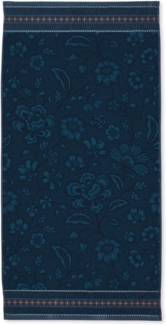 PIP Studio Handtuch Jasmin Dark Blue 55x100 cm Jacquard Frottee Blumen blau
