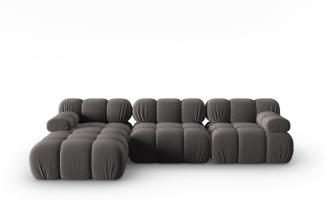 Micadoni Modulares Ecksofa Bellis 4-Sitzer Links Samtstoff Dunkelgrau