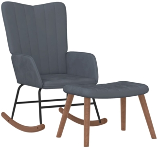 vidaXL Schaukelstuhl mit Hocker Samt Dunkelgrau 327755