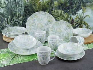 CreaTable 25870 Kombiservice Tropical für 4 Personen, Porzellan, mehrfarbig (1 Set, 16-teilig)