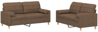 vidaXL 2-tlg. Sofagarnitur mit Kissen Braun Stoff 3201293