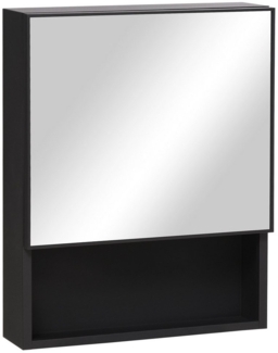 MC Star Hängeschrank Spiegelschrank Edelstahl Hängeschrank mit 2 Innenböden & offenem Regal (aus Glas für Badezimmer 46x13,5x58 cm)