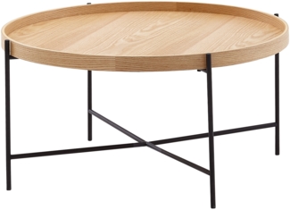 Couchtisch 78 x 78 x 40 cm Sofatisch Holz / Metall Wohnzimmertisch Eiche, Design Stubentisch Modern Rund, Holztisch Kaffeetisch, Tisch Wohnzimmer
