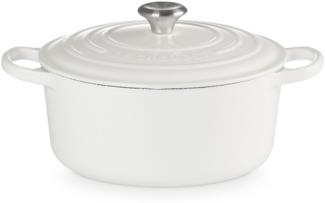 LE CREUSET Bräter Bräter Signature rund weiss 22cm, Emailliertes Gusseisen