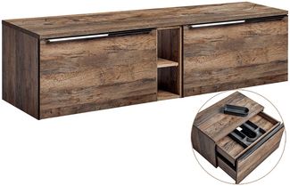 Waschtischunterschrank 180cm mit 2 Auszügen PUEBLA-56 in Vintage Oak Eiche, B/H/T 180,4/48,5/46 cm