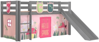 Kinderbett mit Rutsche Karolina Massivholz Grau Textilset Spring 3