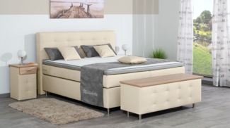 Meisterbetten Boxspringbett Lago 160x220 in KL-Vanille, Matratzenbezug Nano, Ergoflex-Topper