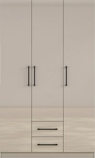 OTTO home Kleiderschrank Sylt Schlafzimmerschrank Garderobe Schrank hochglanz (hochwertige schwarze Metallgriffe) Drehtürenschrank mit perfekter Innenausstattung, Breite 120cm