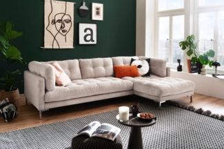 Trends by HG Ecksofa Landau L-Form, in Cord-Stoff mit Metallfuß