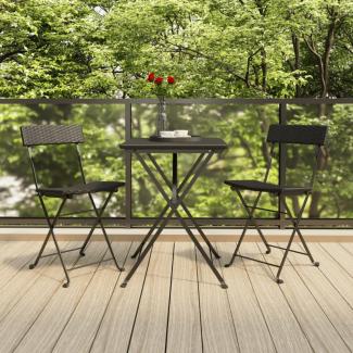 vidaXL 3-tlg. Bistro-Set Klappbar Schwarz Poly Rattan 319989