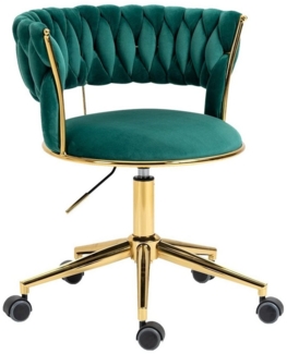 LVHOM Drehstuhl Bürostuhl/Esszimmerstuhl/Polsterstuhl/Besucherstuhl/Schreibtischstuhl (Goldrahmen, 360° drehbar, ergonomisch, höhenverstellbar), schöne, niedliche Elegant Samt