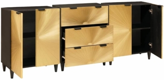 vidaXL Sideboard 3 pcs Schwarz und Gold 60 x 33 x 75 cm 3310023