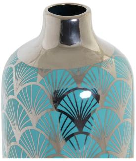 Vase DKD Home Decor 13 x 13 x 26 cm Porzellan türkis Orientalisch Verchromt