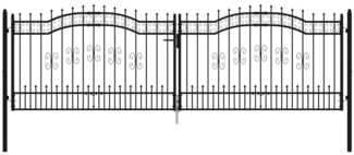vidaXL Zauntor mit Speerspitze Schwarz 406 x 125 cm Pulverbeschichteter Stahl 151101
